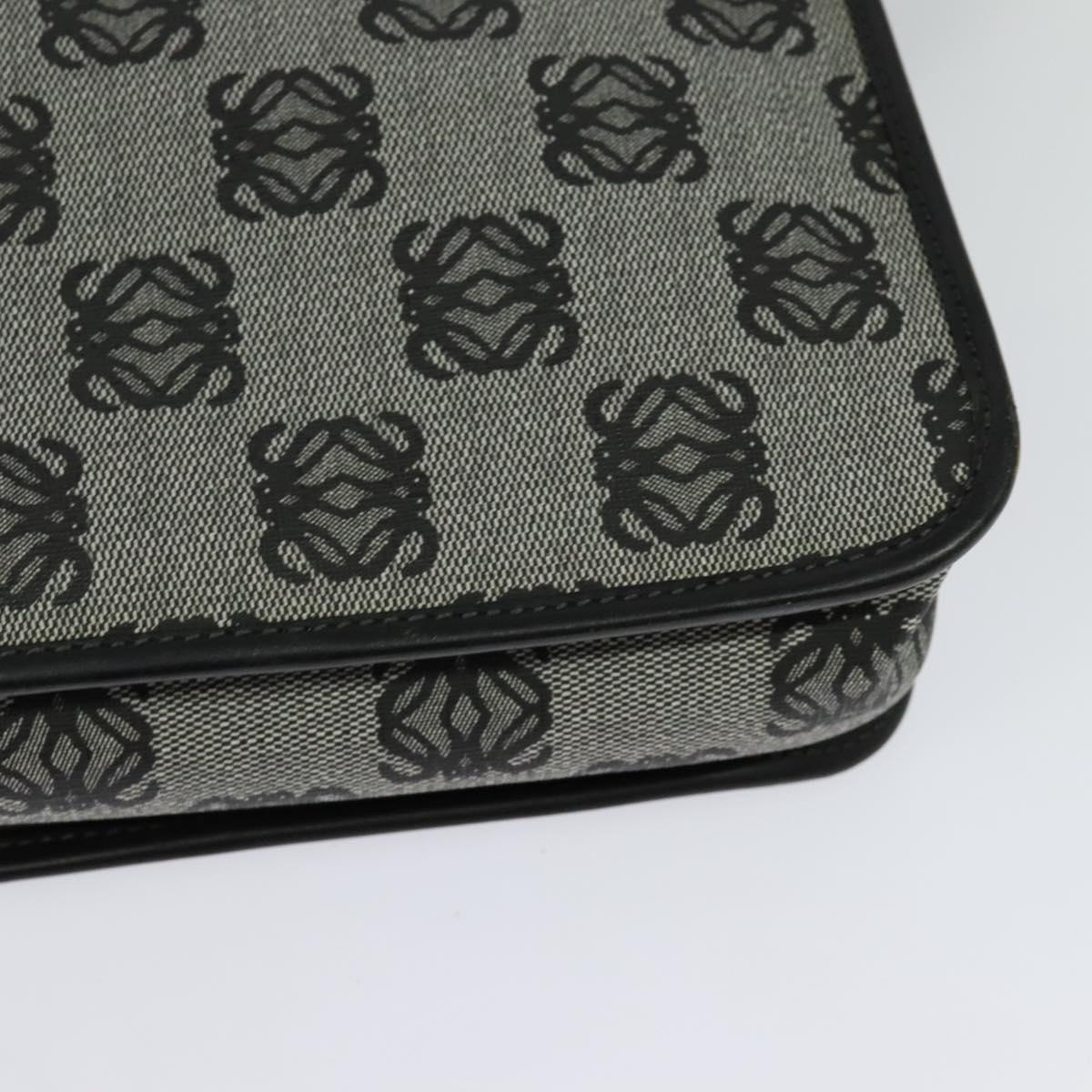 LOEWE Anagram Shoulder Bag PVC Leather Gray Gold Auth yk18093