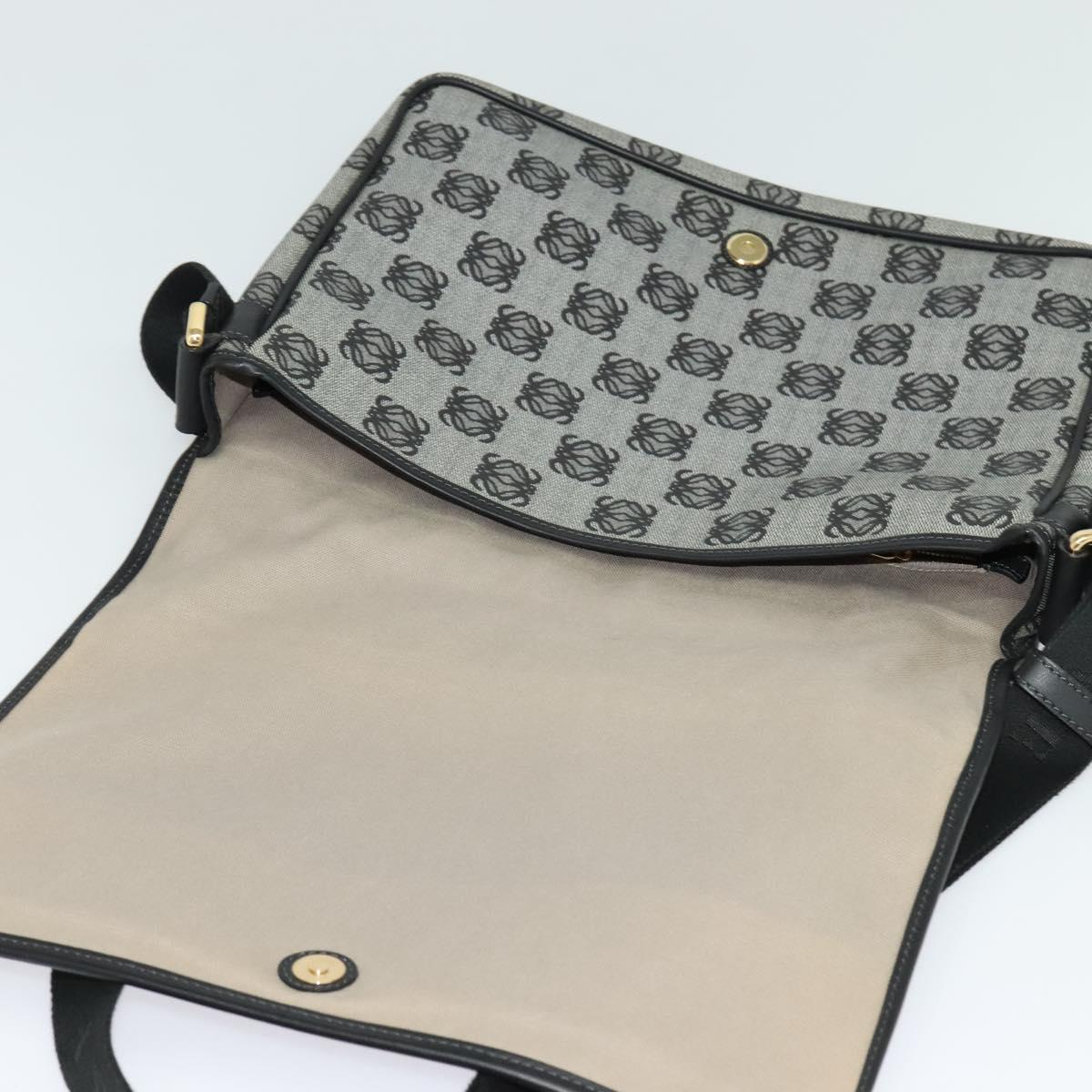 LOEWE Anagram Shoulder Bag PVC Leather Gray Gold Auth yk18093