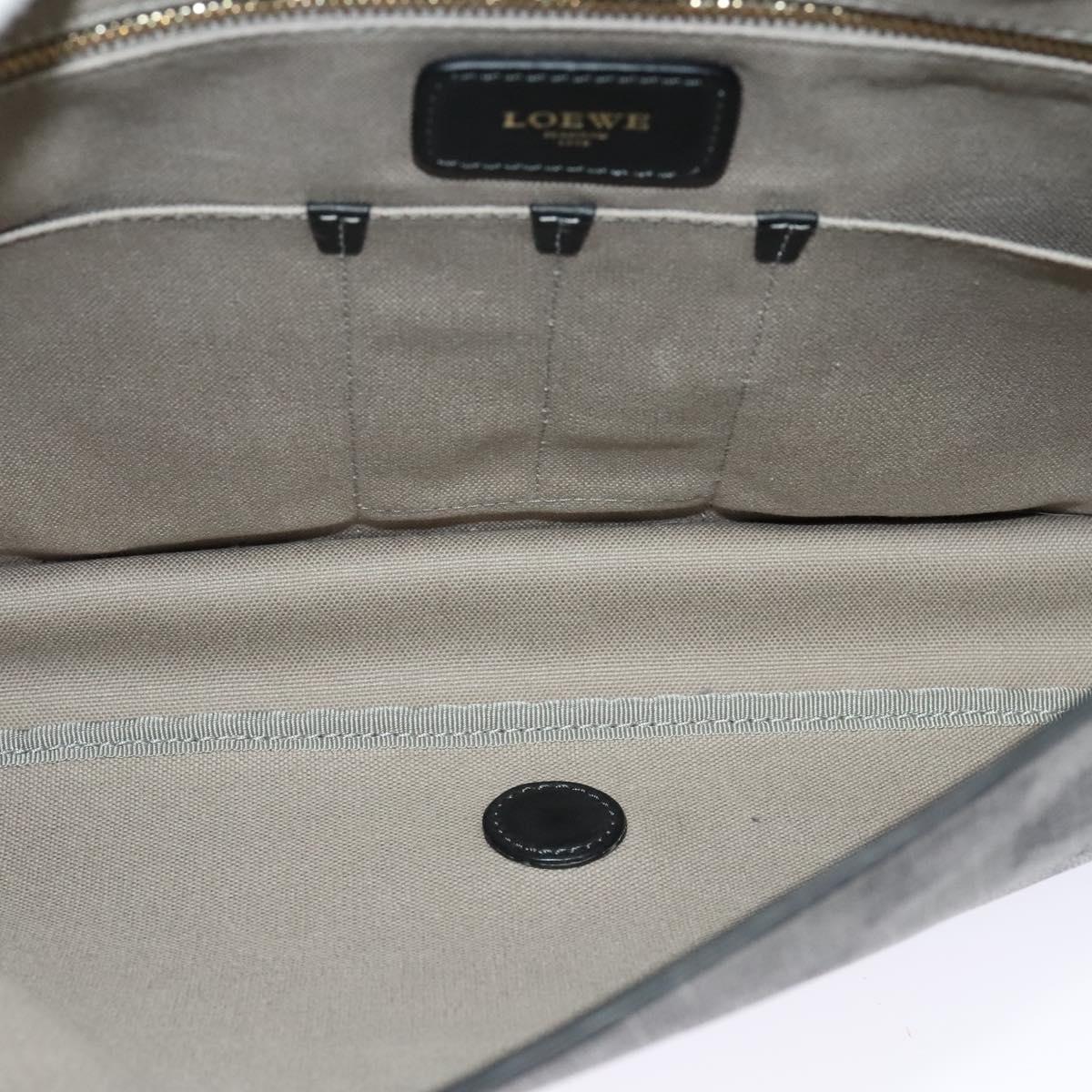 LOEWE Anagram Shoulder Bag PVC Leather Gray Gold Auth yk18093