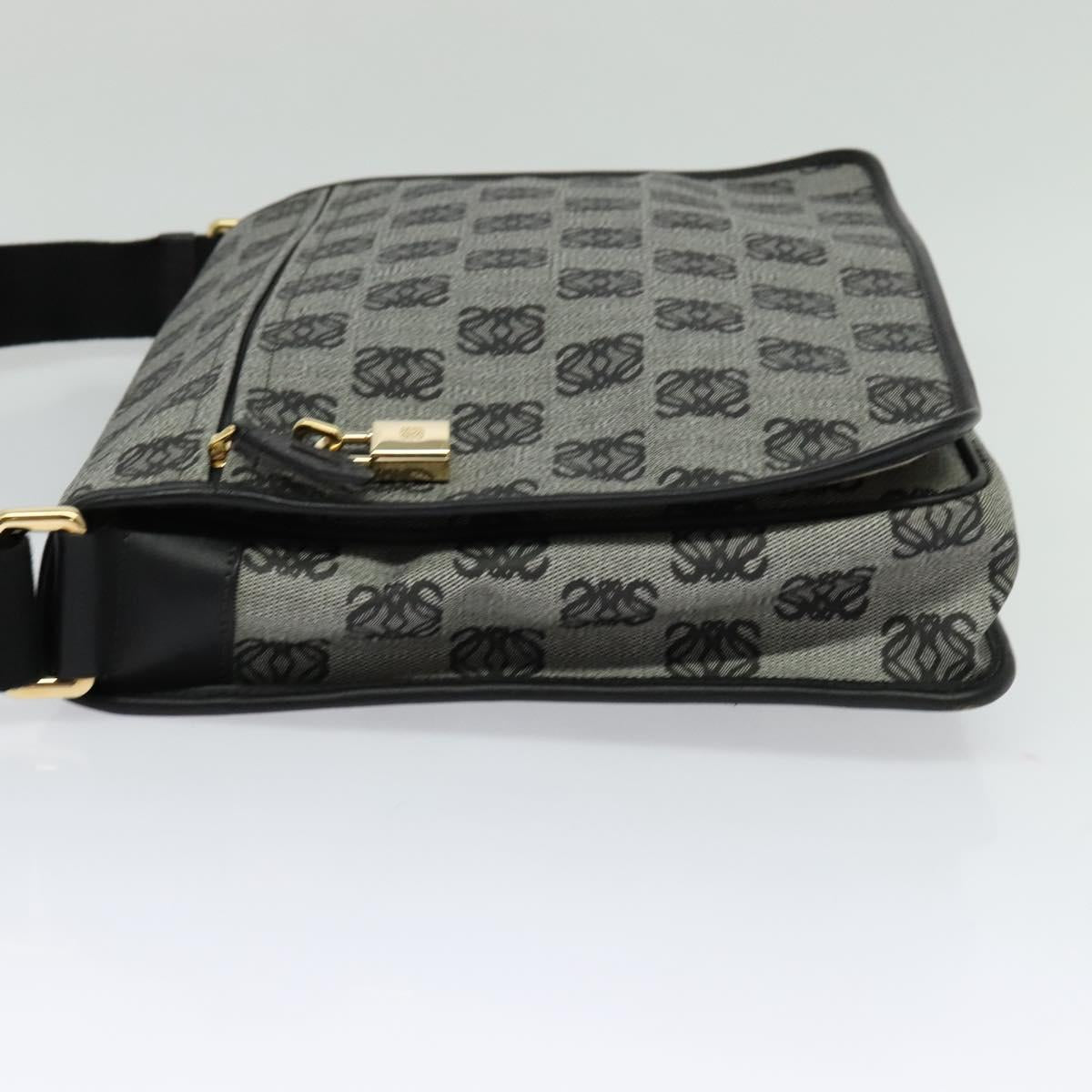 LOEWE Anagram Shoulder Bag PVC Leather Gray Gold Auth yk18093