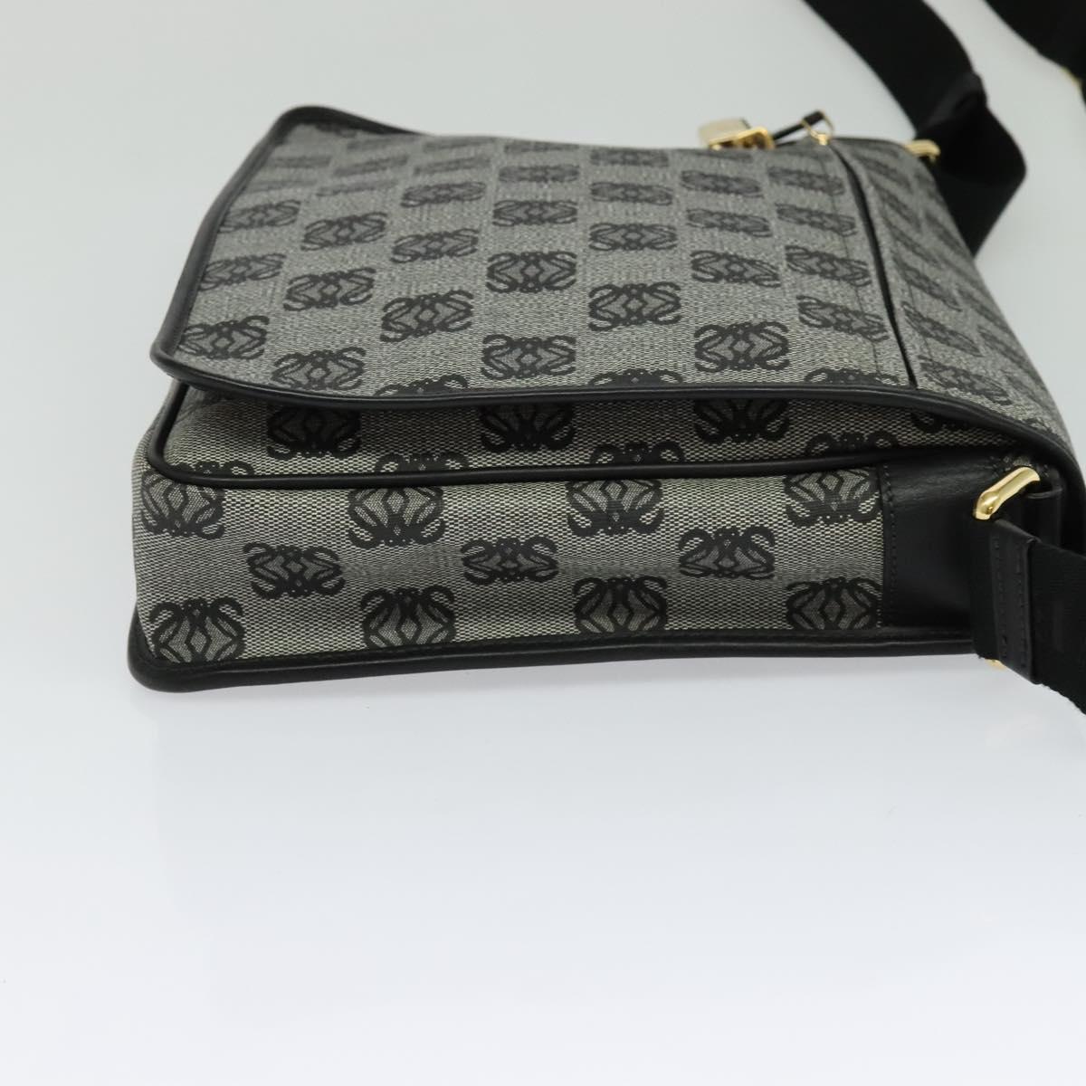 LOEWE Anagram Shoulder Bag PVC Leather Gray Gold Auth yk18093