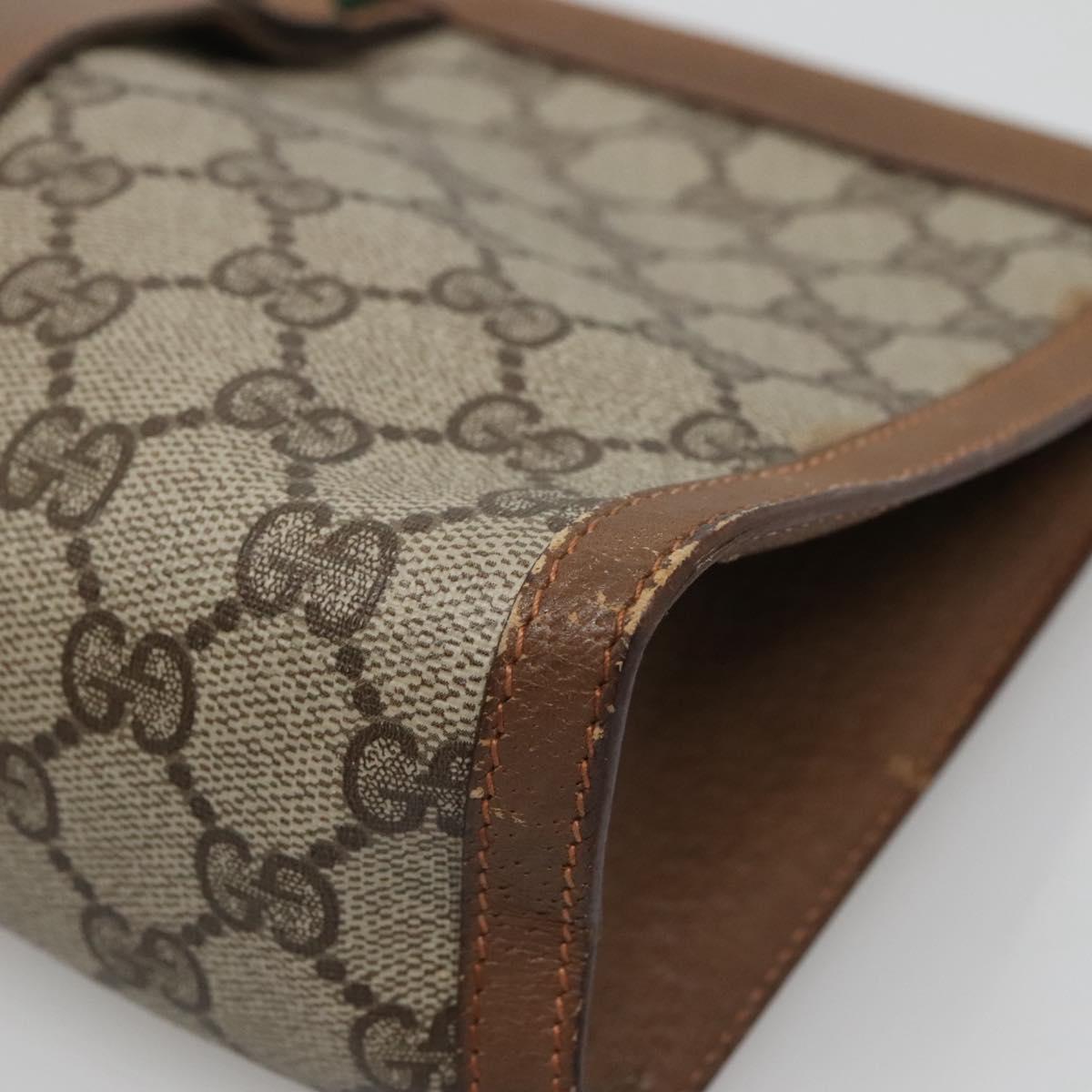 GUCCI GG Supreme Web Sherry Line Bag PVC Leather Beige 89 01 033 Auth yk18097