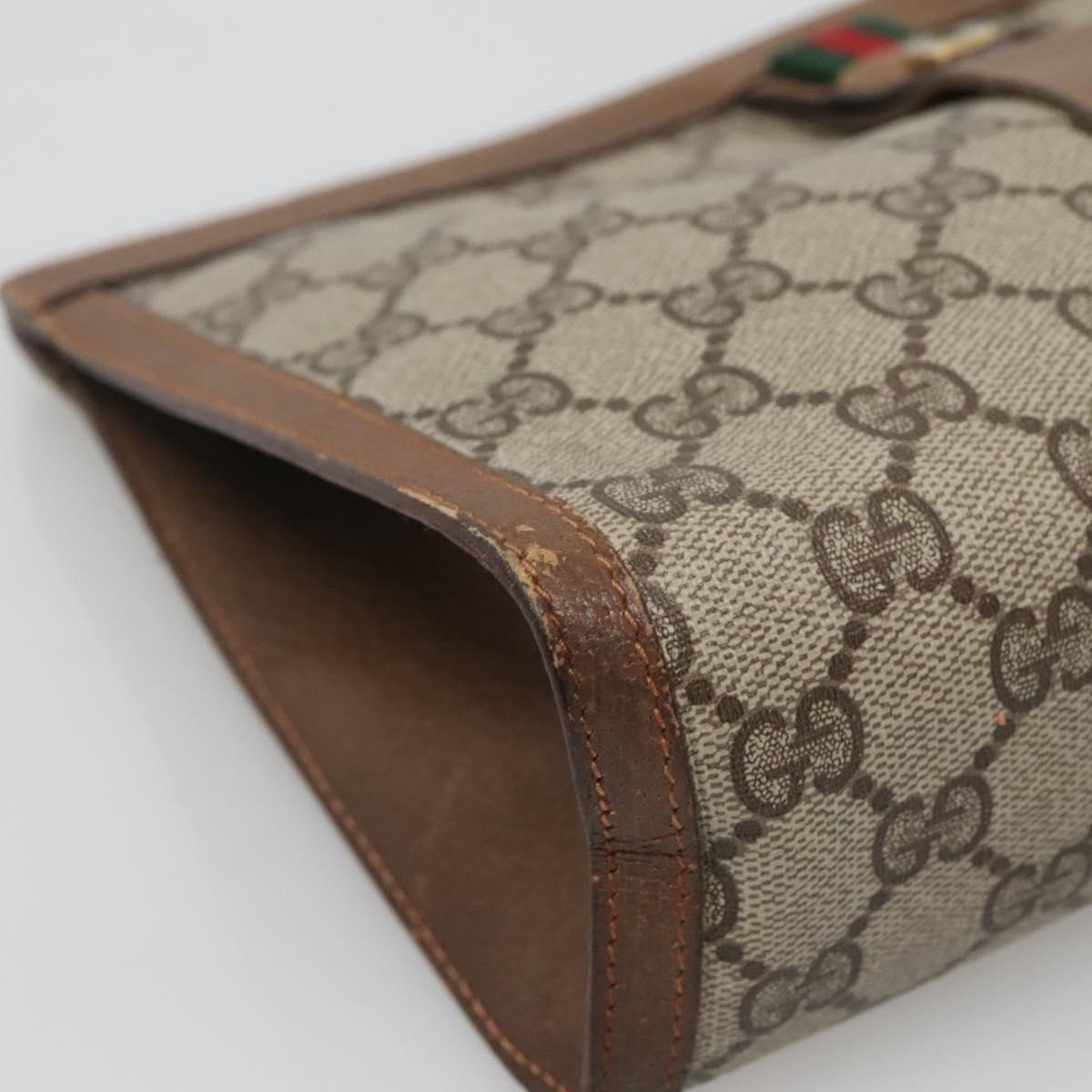 GUCCI GG Supreme Web Sherry Line Bag PVC Leather Beige 89 01 033 Auth yk18097