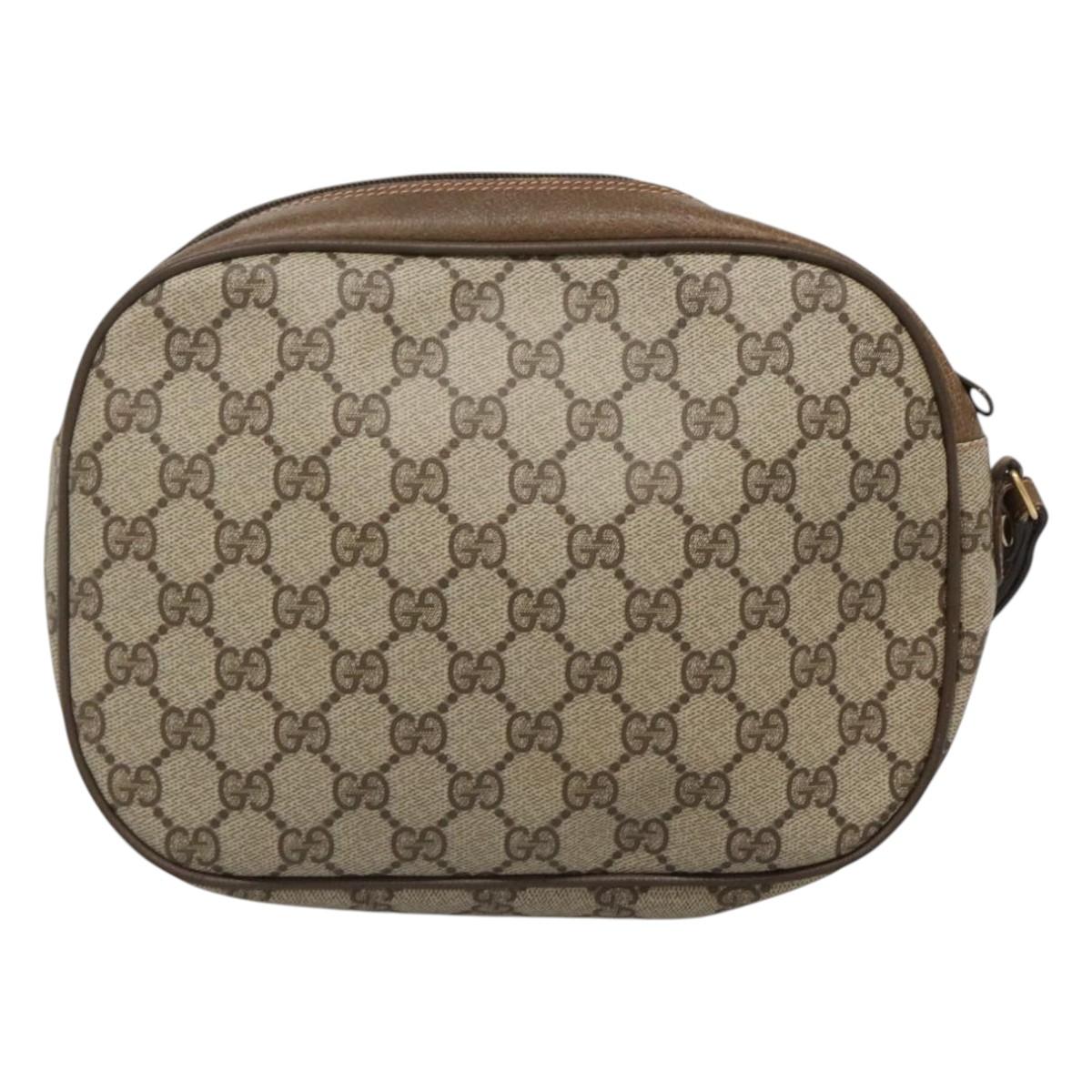 GUCCI GG Supreme Web Sherry Line Bag PVC Beige Gold 89 01 034 Auth yk18098