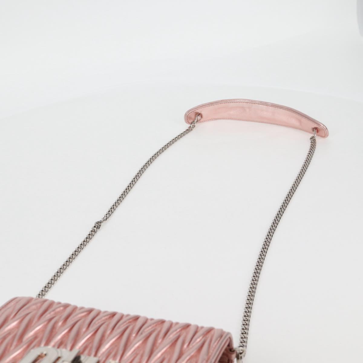 Miu Miu Matelasse Chain Shoulder Bag Leather Pink Silver 5BF069 Auth yk18111M
