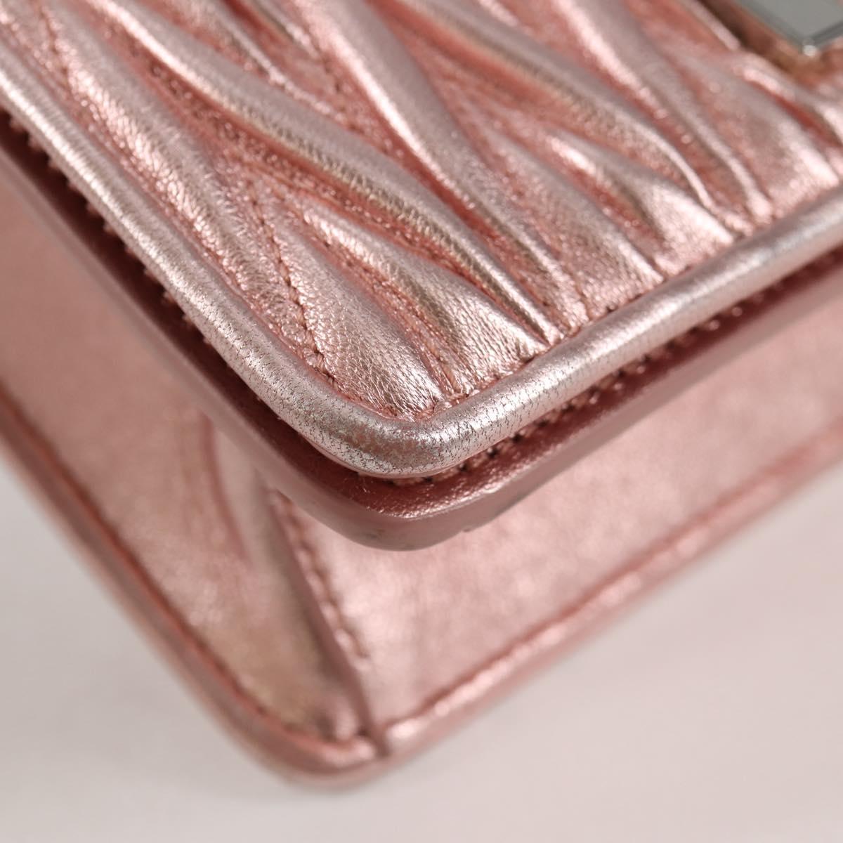 Miu Miu Matelasse Chain Shoulder Bag Leather Pink Silver 5BF069 Auth yk18111M