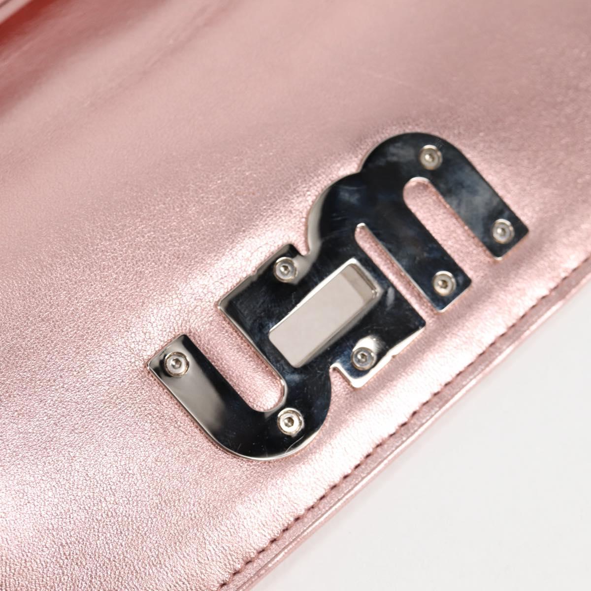 Miu Miu Matelasse Chain Shoulder Bag Leather Pink Silver 5BF069 Auth yk18111M