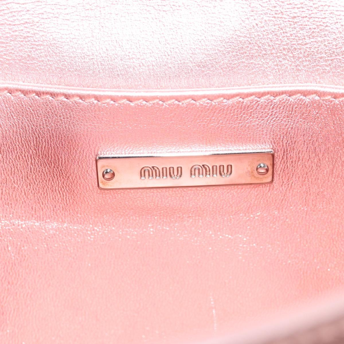 Miu Miu Matelasse Chain Shoulder Bag Leather Pink Silver 5BF069 Auth yk18111M