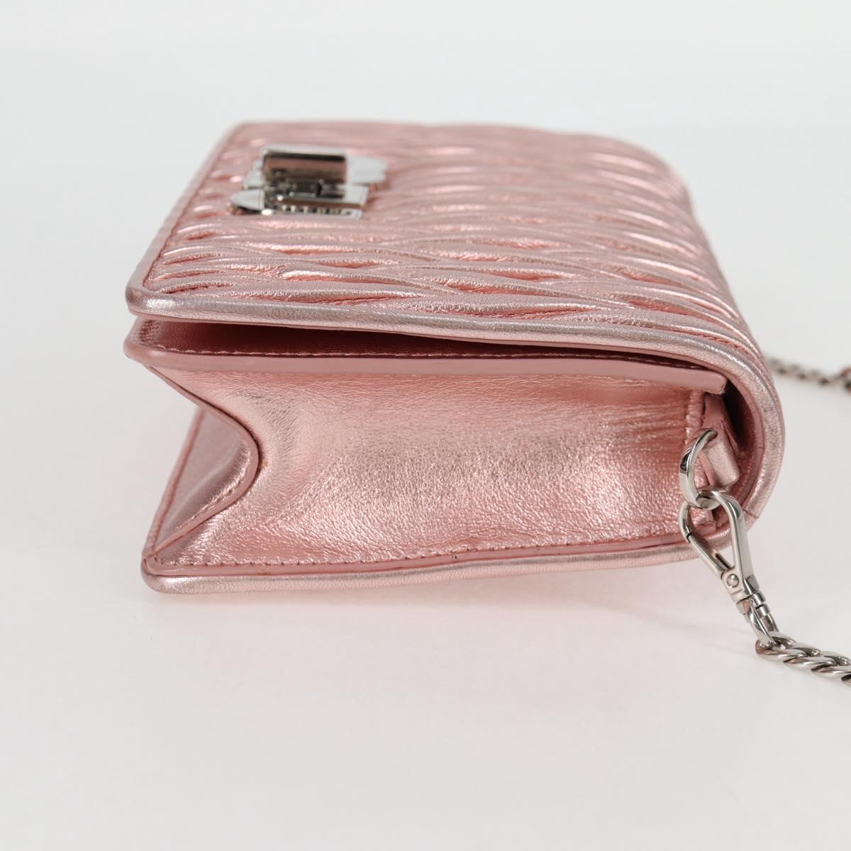 Miu Miu Matelasse Chain Shoulder Bag Leather Pink Silver 5BF069 Auth yk18111M