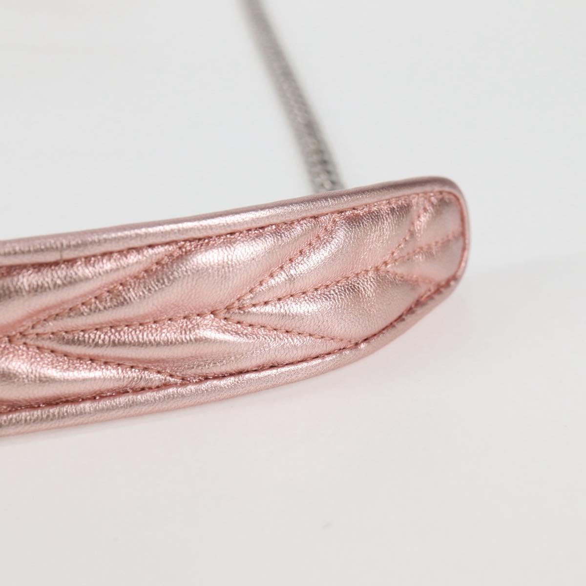 Miu Miu Matelasse Chain Shoulder Bag Leather Pink Silver 5BF069 Auth yk18111M
