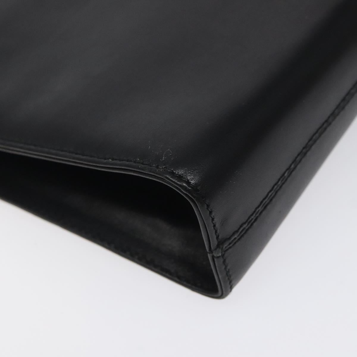 Salvatore Ferragamo Gancini Chain Shoulder Bag Leather Black Gold Auth yk18121