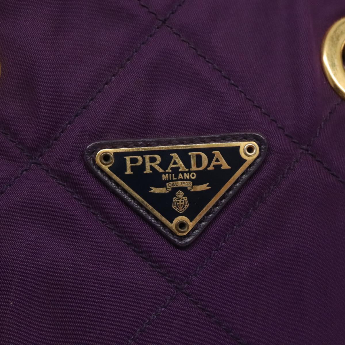 PRADA Quilted Chain Shoulder Bag Nylon Purple Gold Auth yk18126