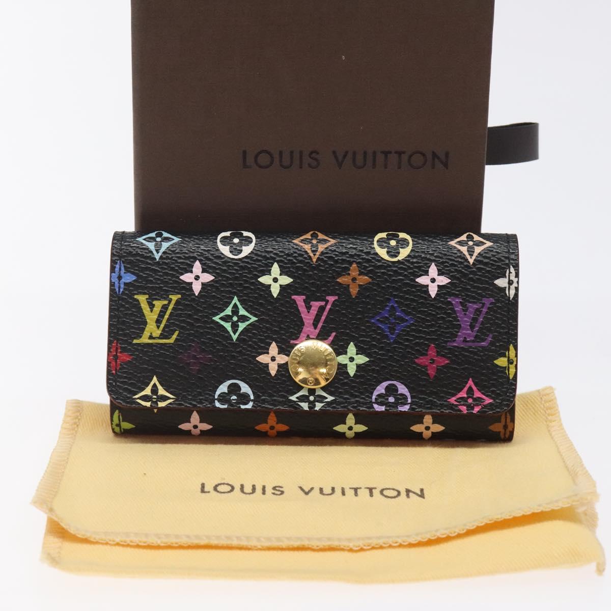 LOUIS VUITTON Multicolor Multicles 4 Key Case Black M93732 LV Auth yk18132