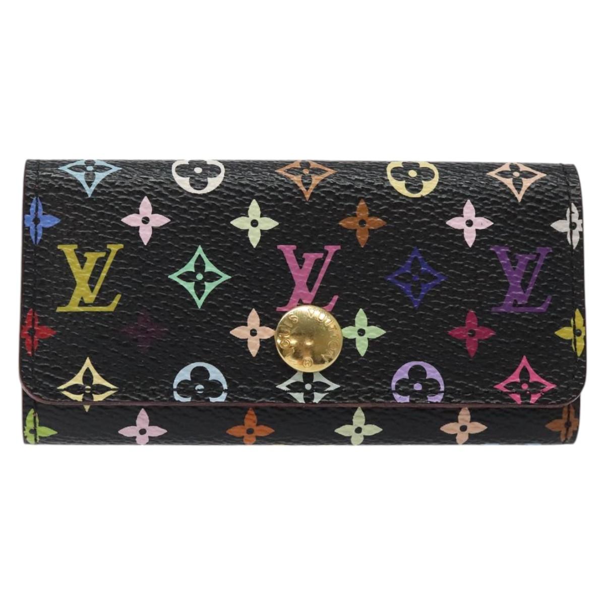 LOUIS VUITTON Multicolor Multicles 4 Key Case Black M93732 LV Auth yk18132