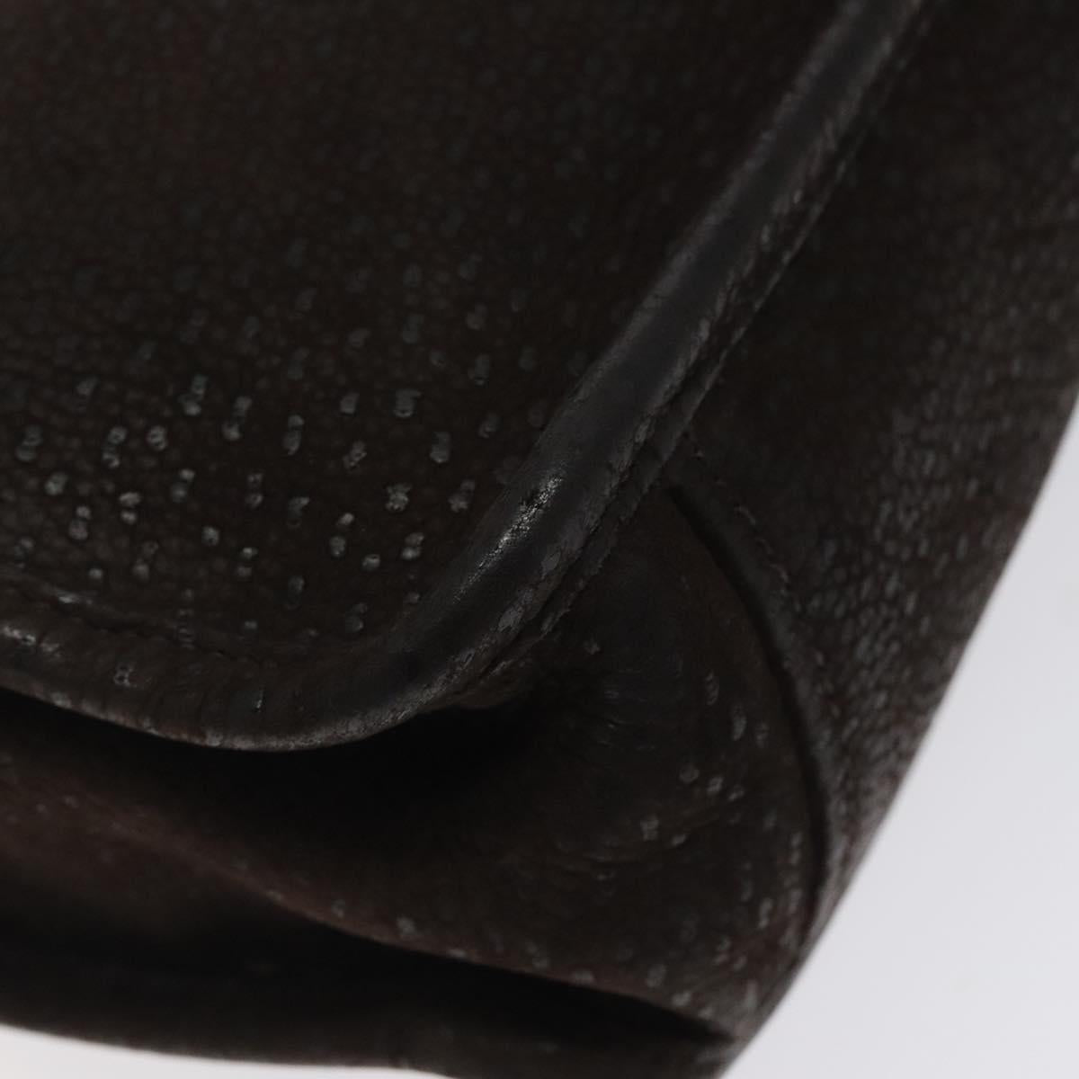 PRADA Hand Bag Leather Brown Silver Auth yk18137