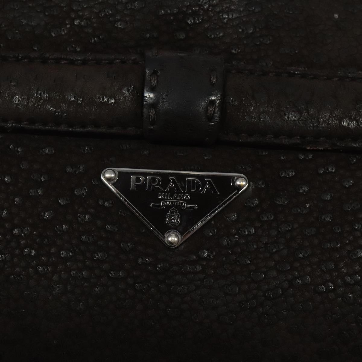 PRADA Hand Bag Leather Brown Silver Auth yk18137