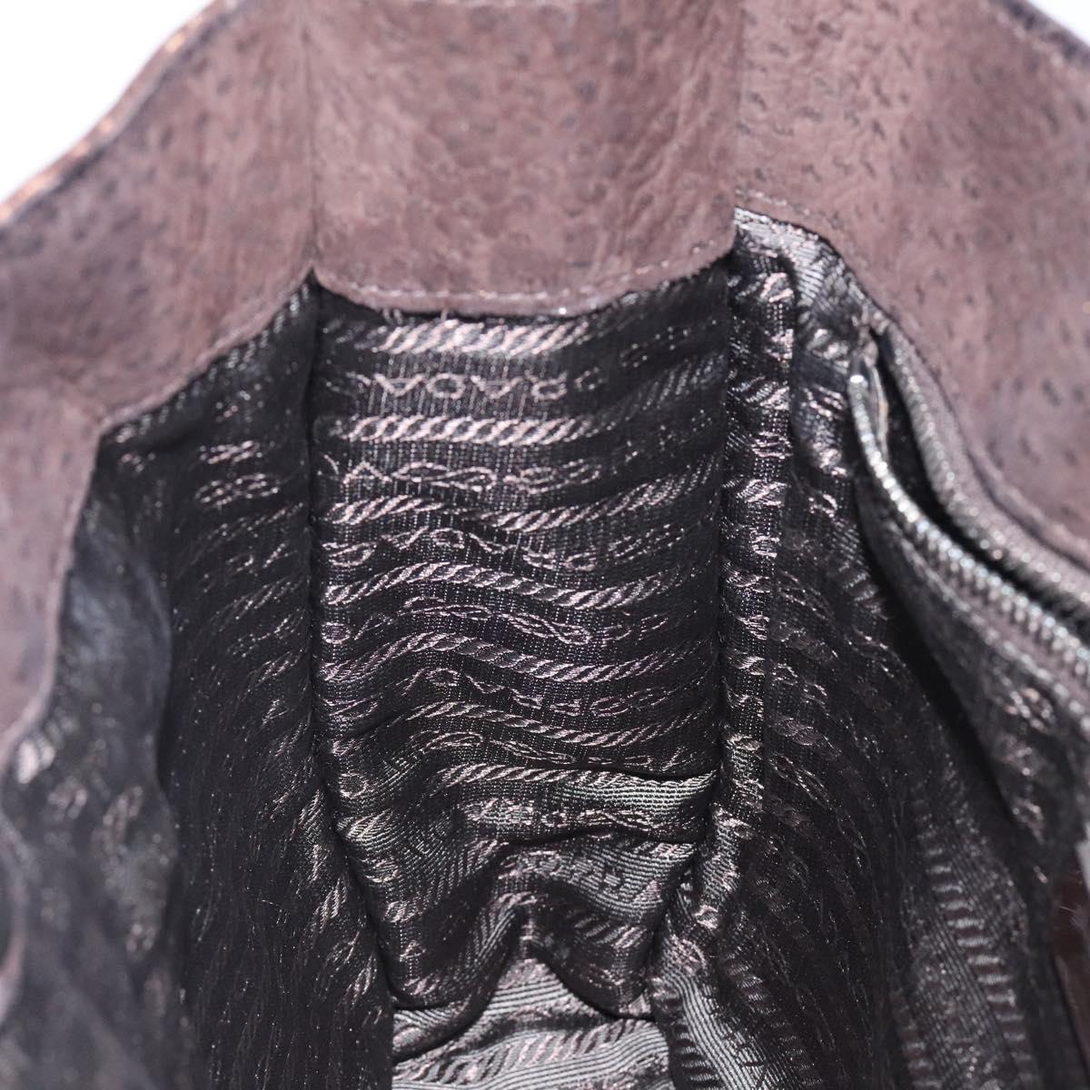 PRADA Hand Bag Leather Brown Silver Auth yk18137