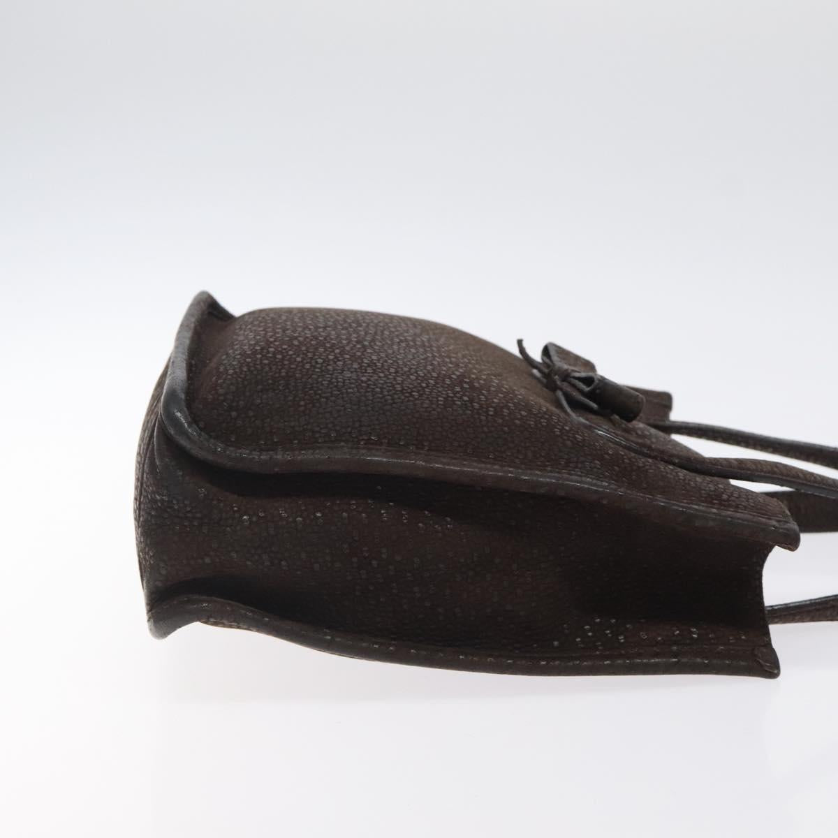 PRADA Hand Bag Leather Brown Silver Auth yk18137