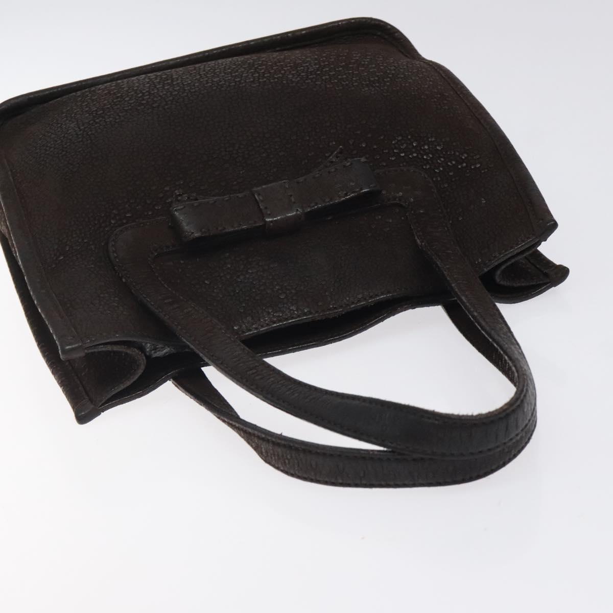 PRADA Hand Bag Leather Brown Silver Auth yk18137