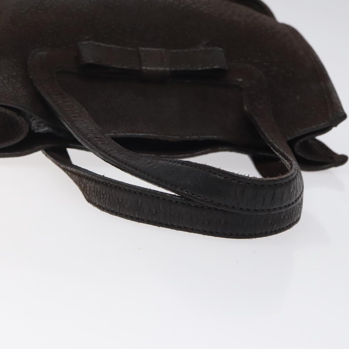 PRADA Hand Bag Leather Brown Silver Auth yk18137