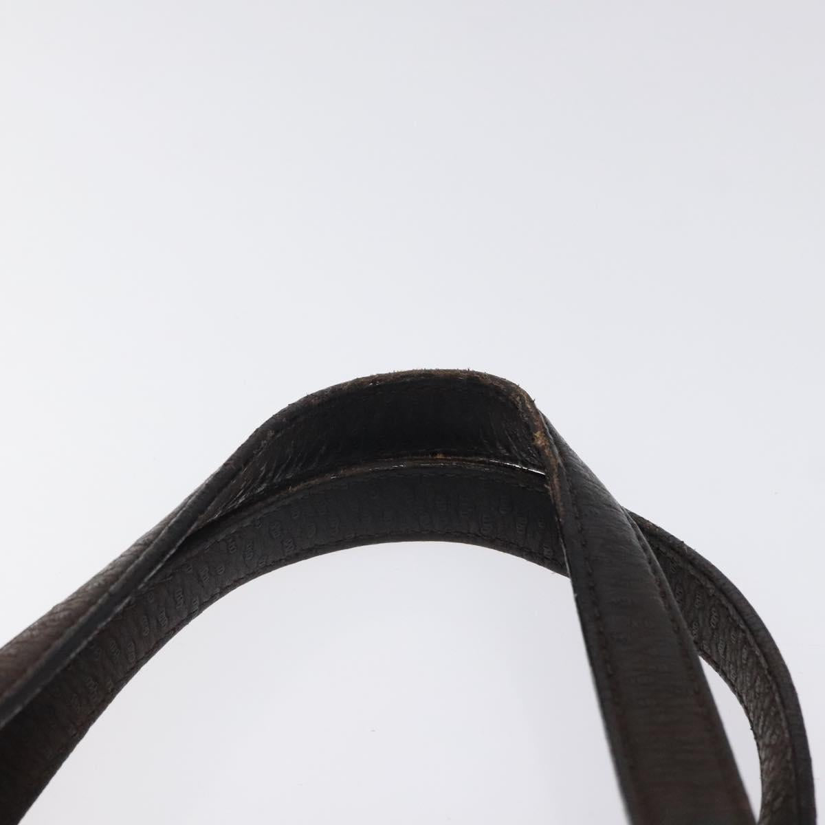 PRADA Hand Bag Leather Brown Silver Auth yk18137