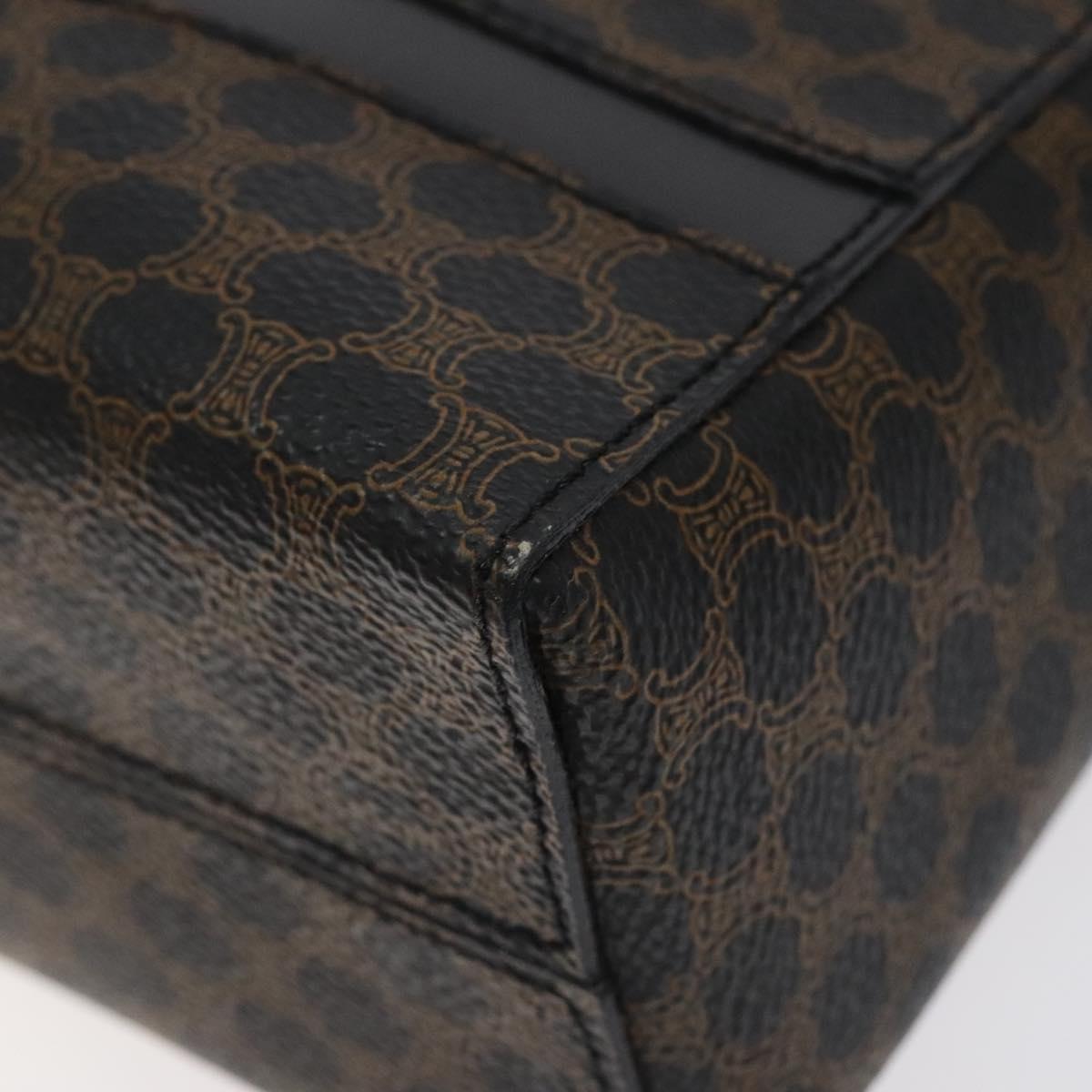 CELINE Macadam Canvas Shoulder Bag PVC Leather Black Gold Auth yk18139