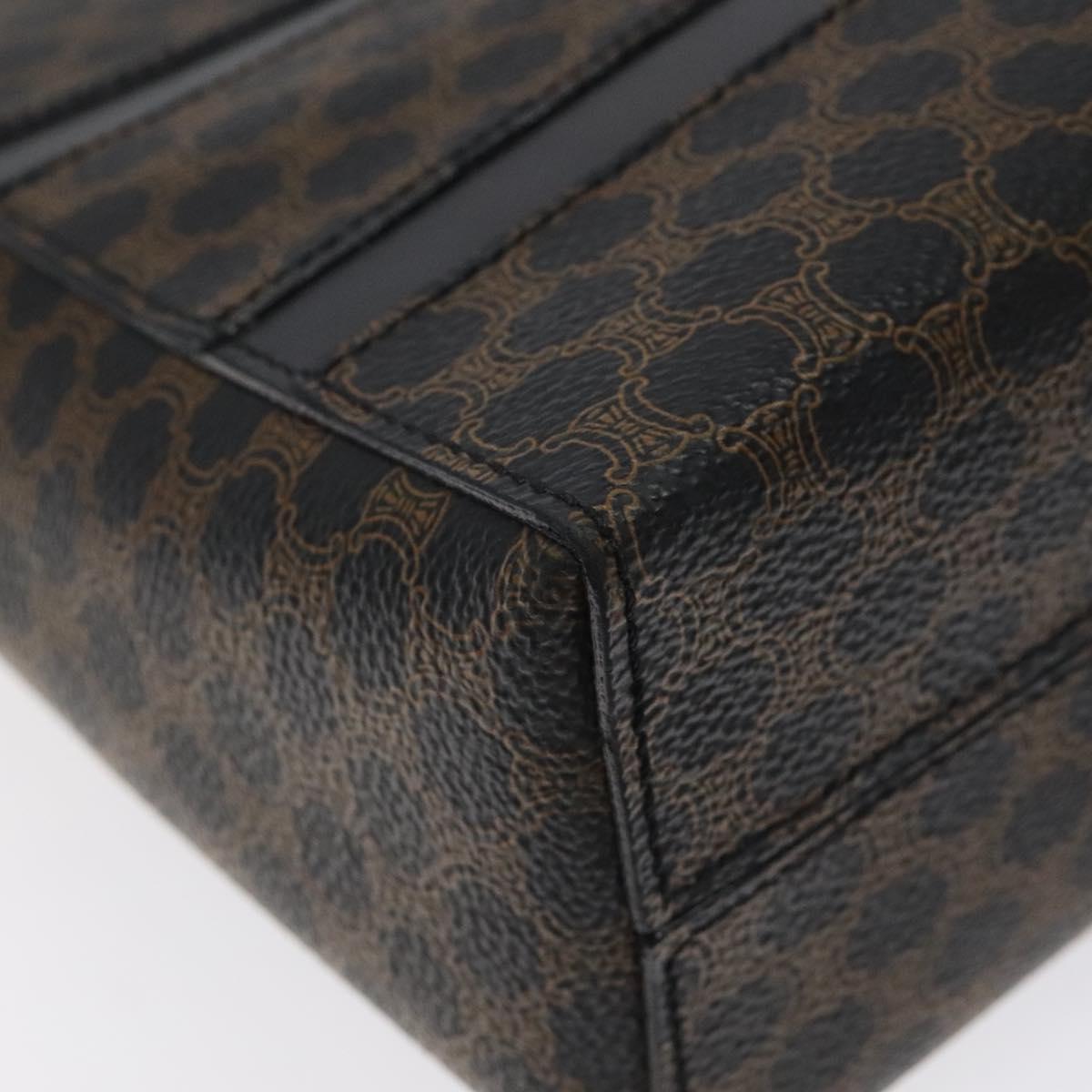 CELINE Macadam Canvas Shoulder Bag PVC Leather Black Gold Auth yk18139