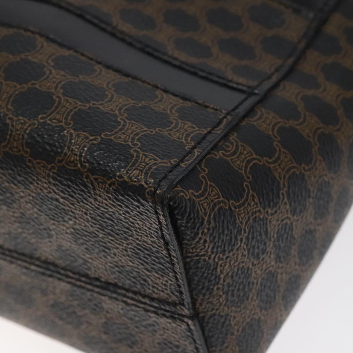 CELINE Macadam Canvas Shoulder Bag PVC Leather Black Gold Auth yk18139