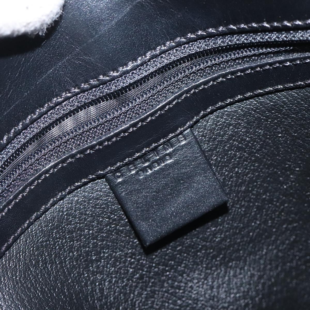 CELINE Macadam Canvas Shoulder Bag PVC Leather Black Gold Auth yk18139