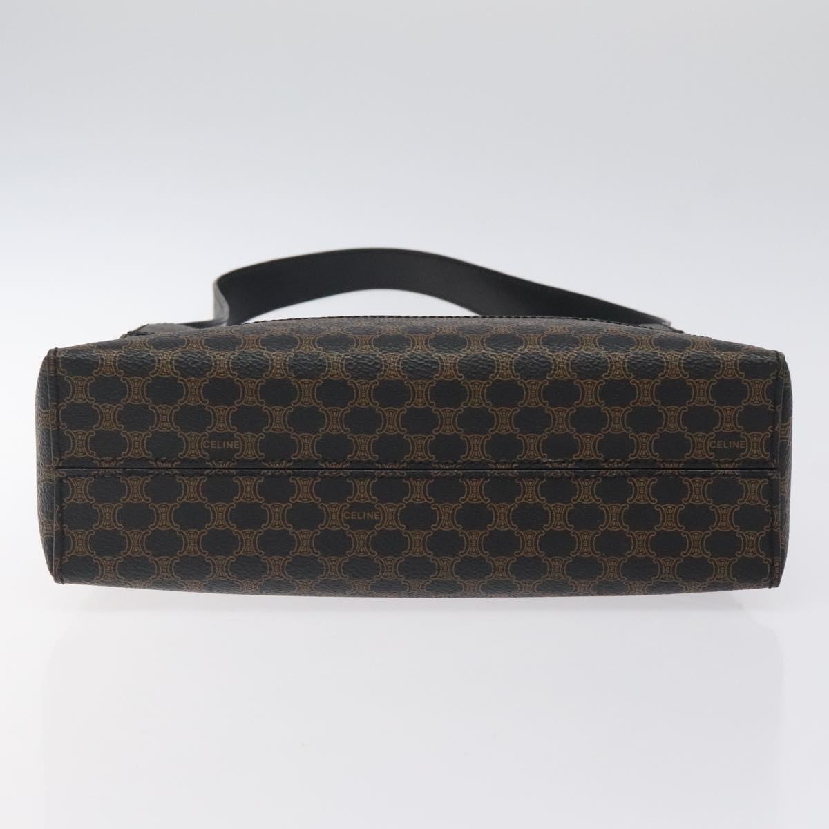 CELINE Macadam Canvas Shoulder Bag PVC Leather Black Gold Auth yk18139