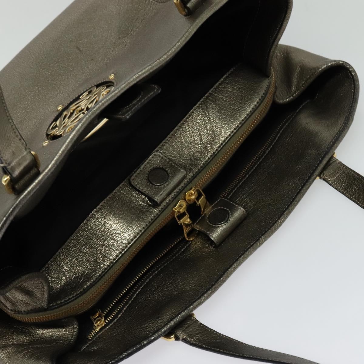 LOEWE Anagram Tote Bag Leather Gold Tone Auth yk18146