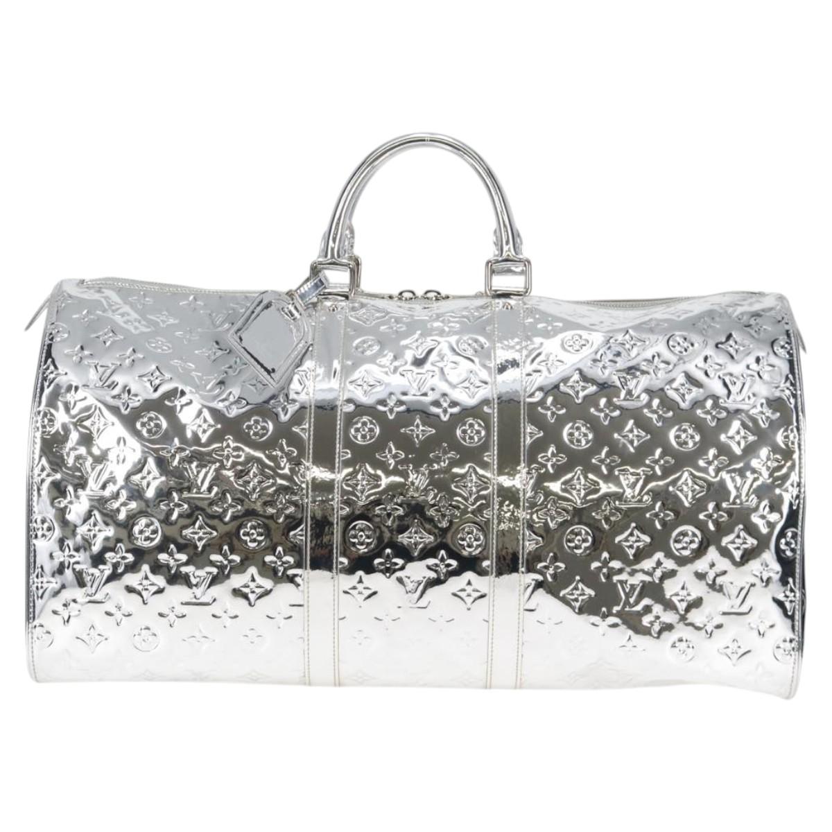 LOUIS VUITTON Monogram Miroir Keepall 55 Bag Silver Argent M95275 Auth yk18156SM