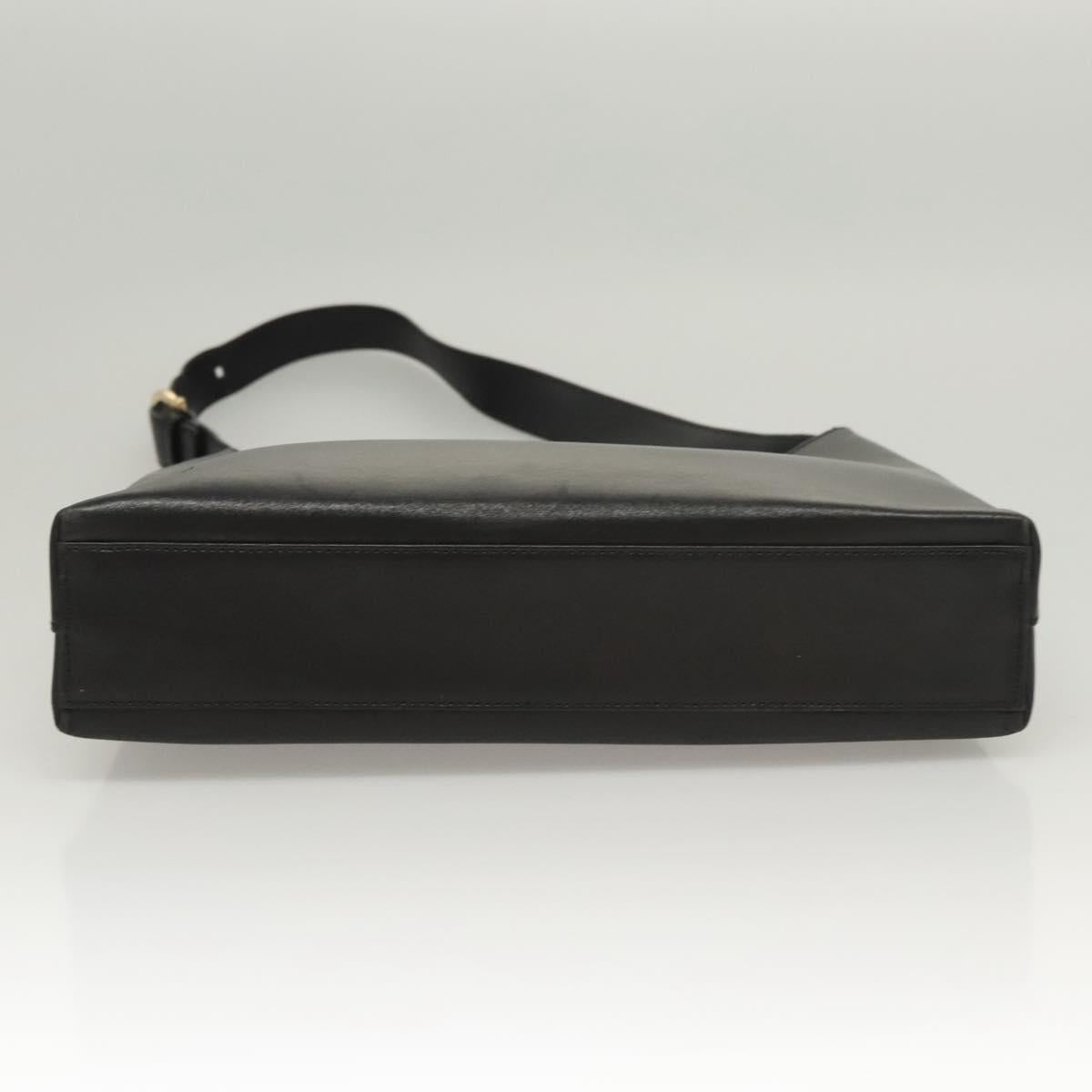 Salvatore Ferragamo Gancini Shoulder Bag Leather Black Gold Auth yk18162