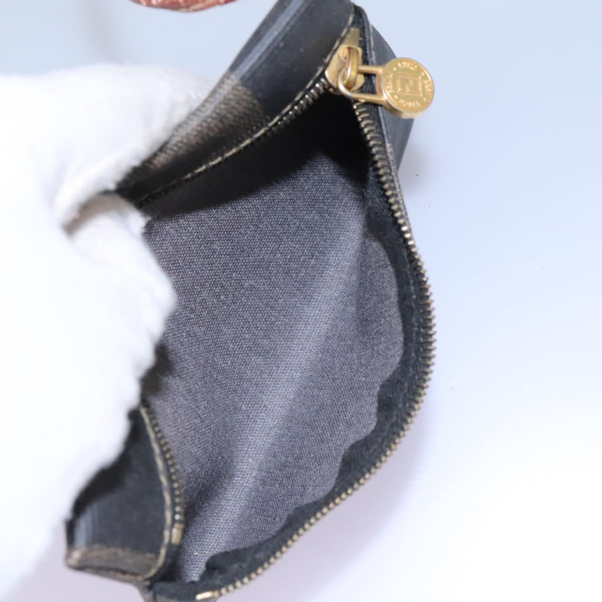 FENDI Pecan Canvas Shoulder Bag PVC Brown Black gold Auth yk18186