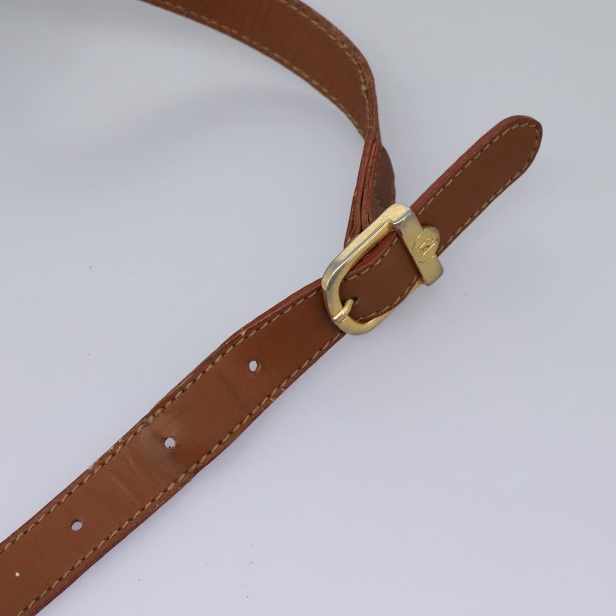 FENDI Pecan Canvas Shoulder Bag PVC Brown Black gold Auth yk18186