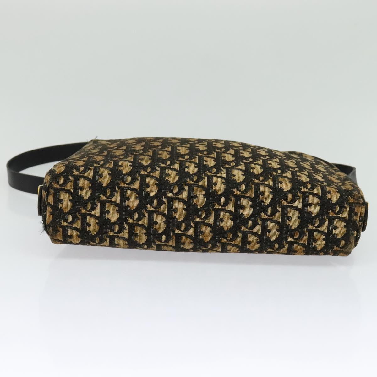 Christian Dior Trotter Canvas Shoulder Bag Navy Gold Auth yk18199