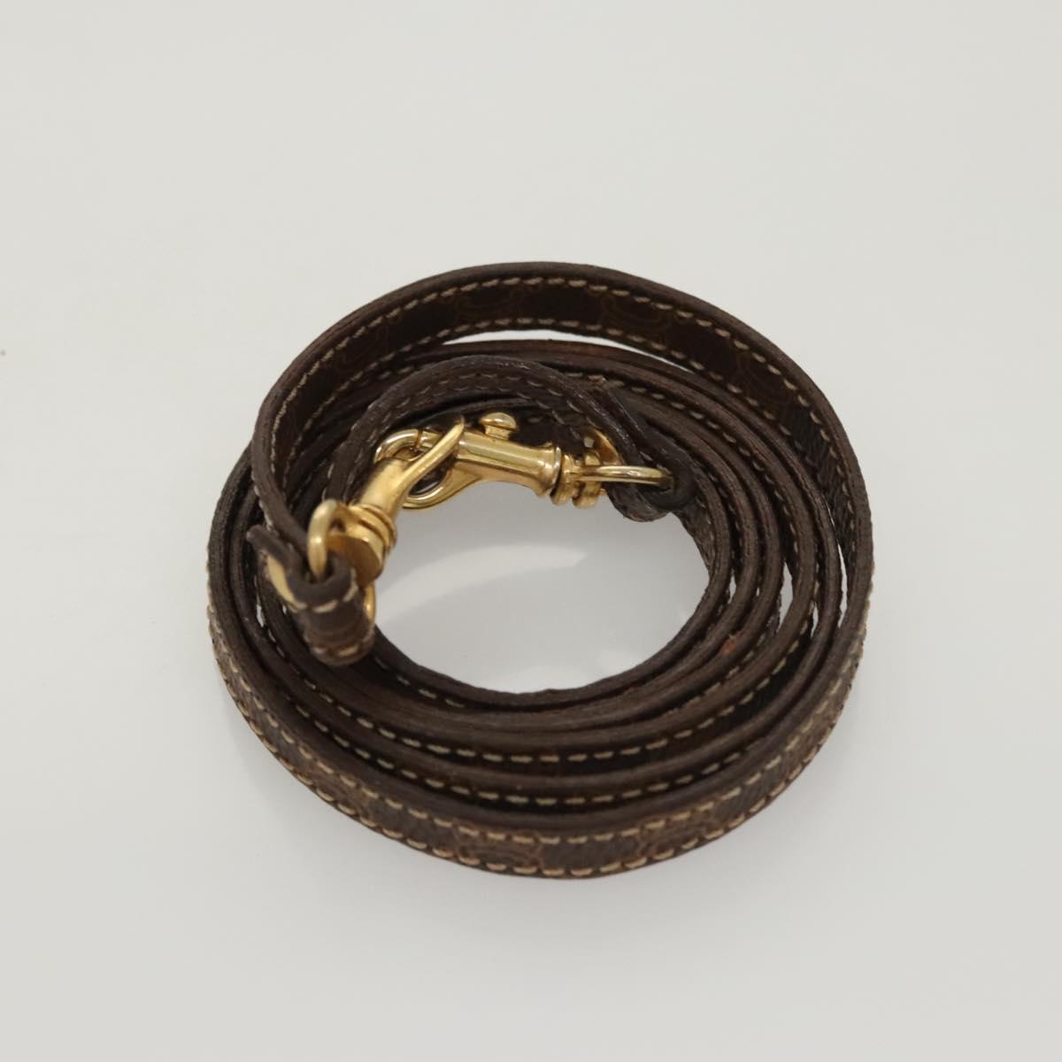 CELINE Macadam Canvas Mini Hand Bag PVC Leather 2way Brown Gold Auth yk18202