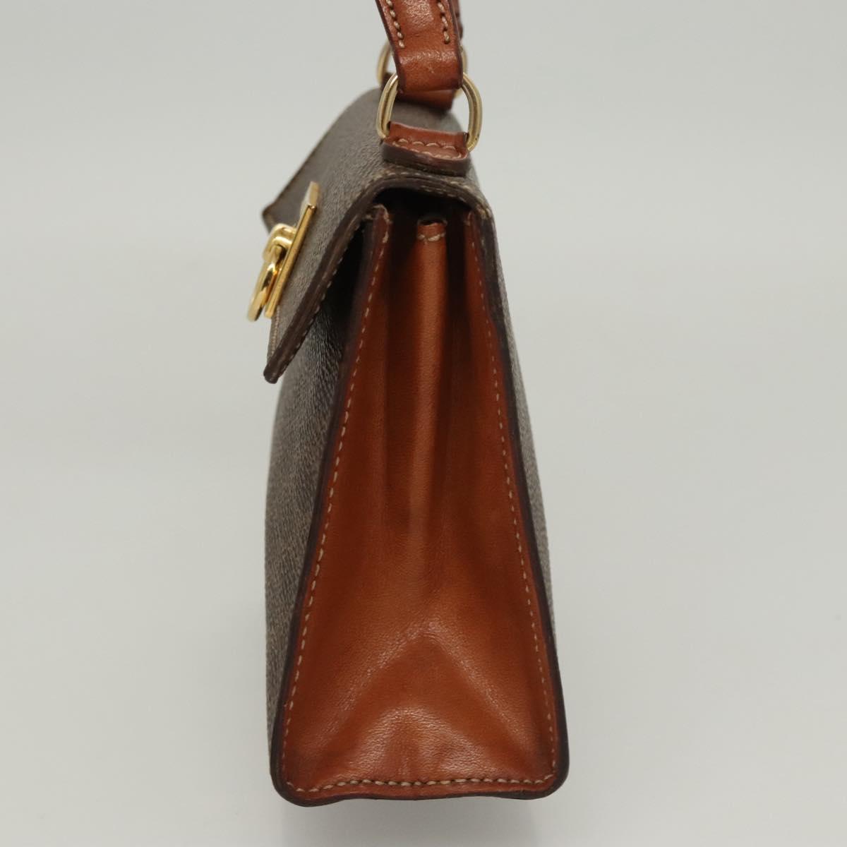 CELINE Macadam Canvas Mini Hand Bag PVC Leather 2way Brown Gold Auth yk18202