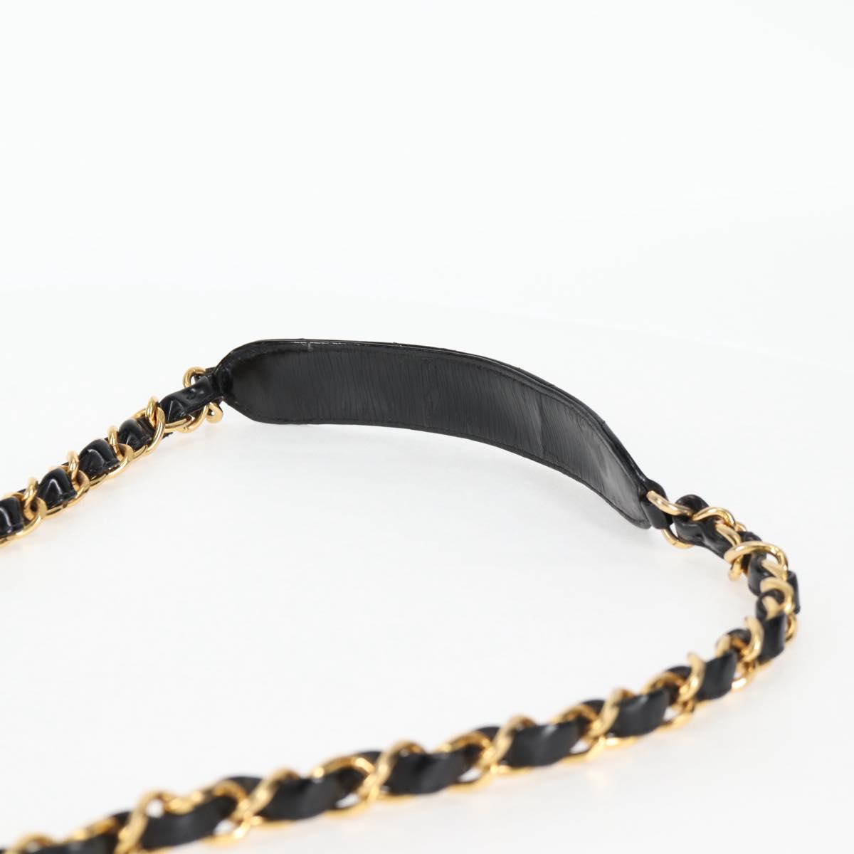 CHANEL Matelasse Chain Shoulder Bag Patent leather Black Gold CC Auth yk18276