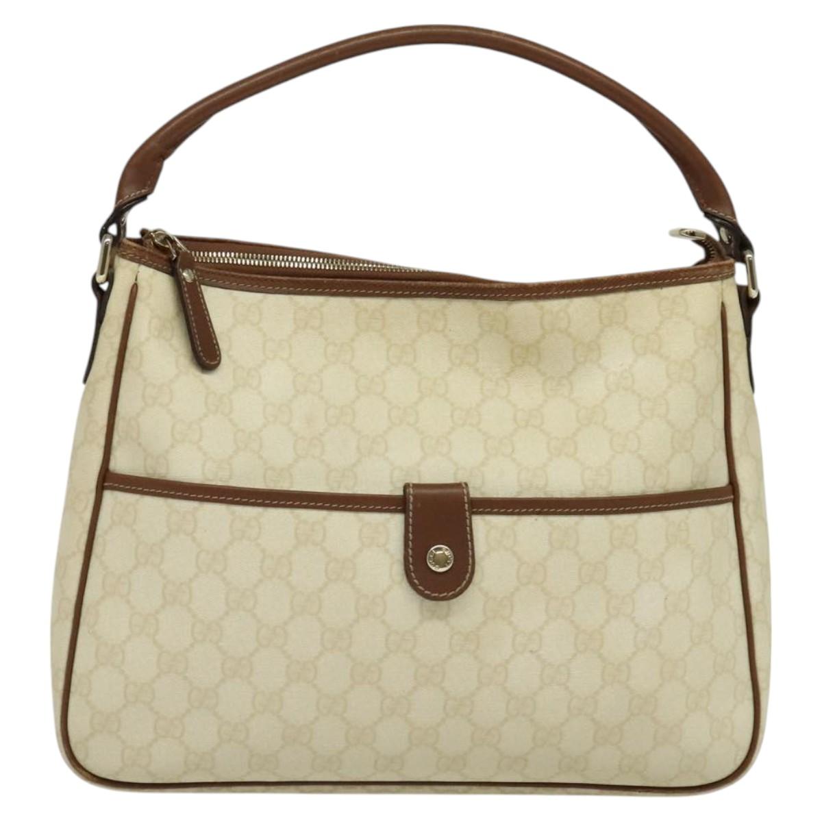 GUCCI GG Supreme Shoulder Bag PVC White Gold 189898 Auth yk18307
