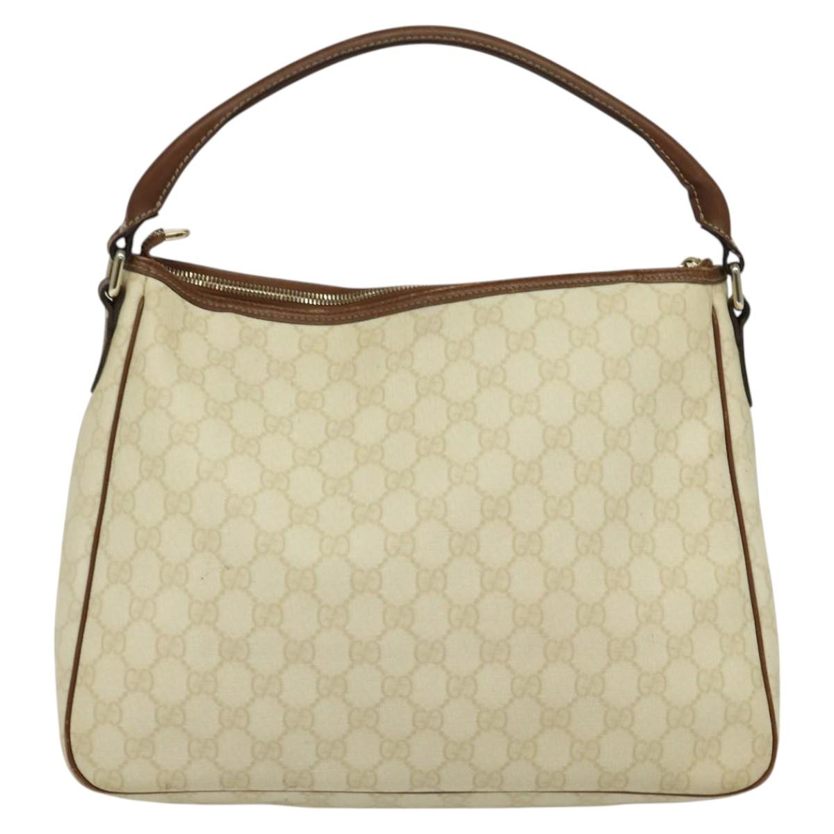 GUCCI GG Supreme Shoulder Bag PVC White Gold 189898 Auth yk18307