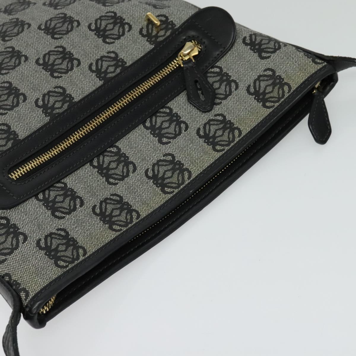 LOEWE anagram Shoulder Bag PVC Gray Gold Auth yk18308