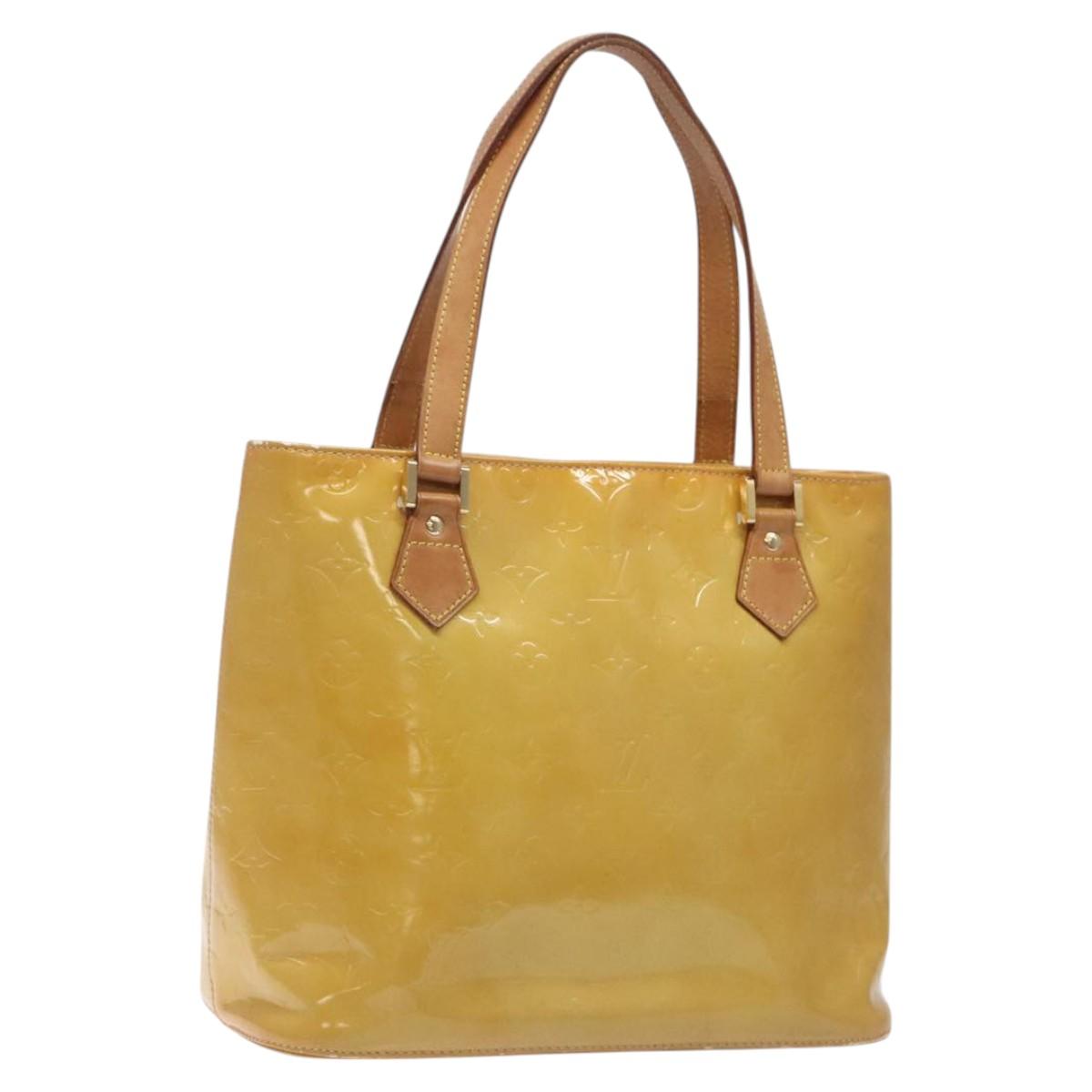 LOUIS VUITTON Monogram Vernis Houston Hand Bag Beige M91004 LV Auth yk18346