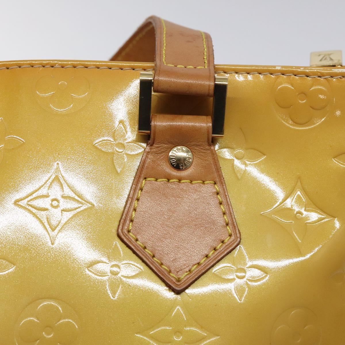 LOUIS VUITTON Monogram Vernis Houston Hand Bag Beige M91004 LV Auth yk18346