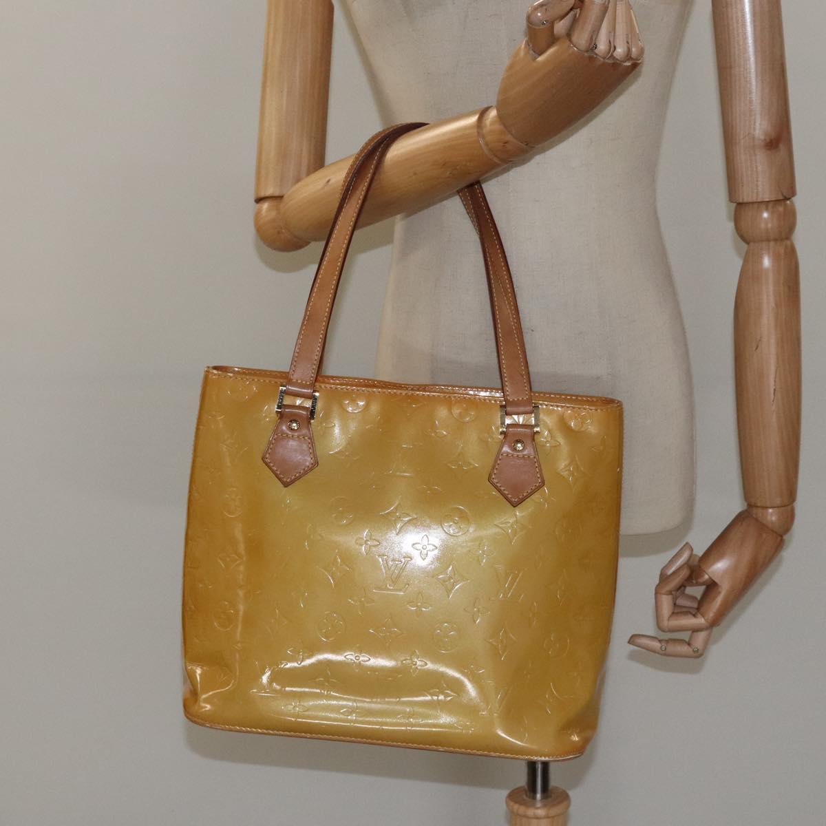 LOUIS VUITTON Monogram Vernis Houston Hand Bag Beige M91004 LV Auth yk18346