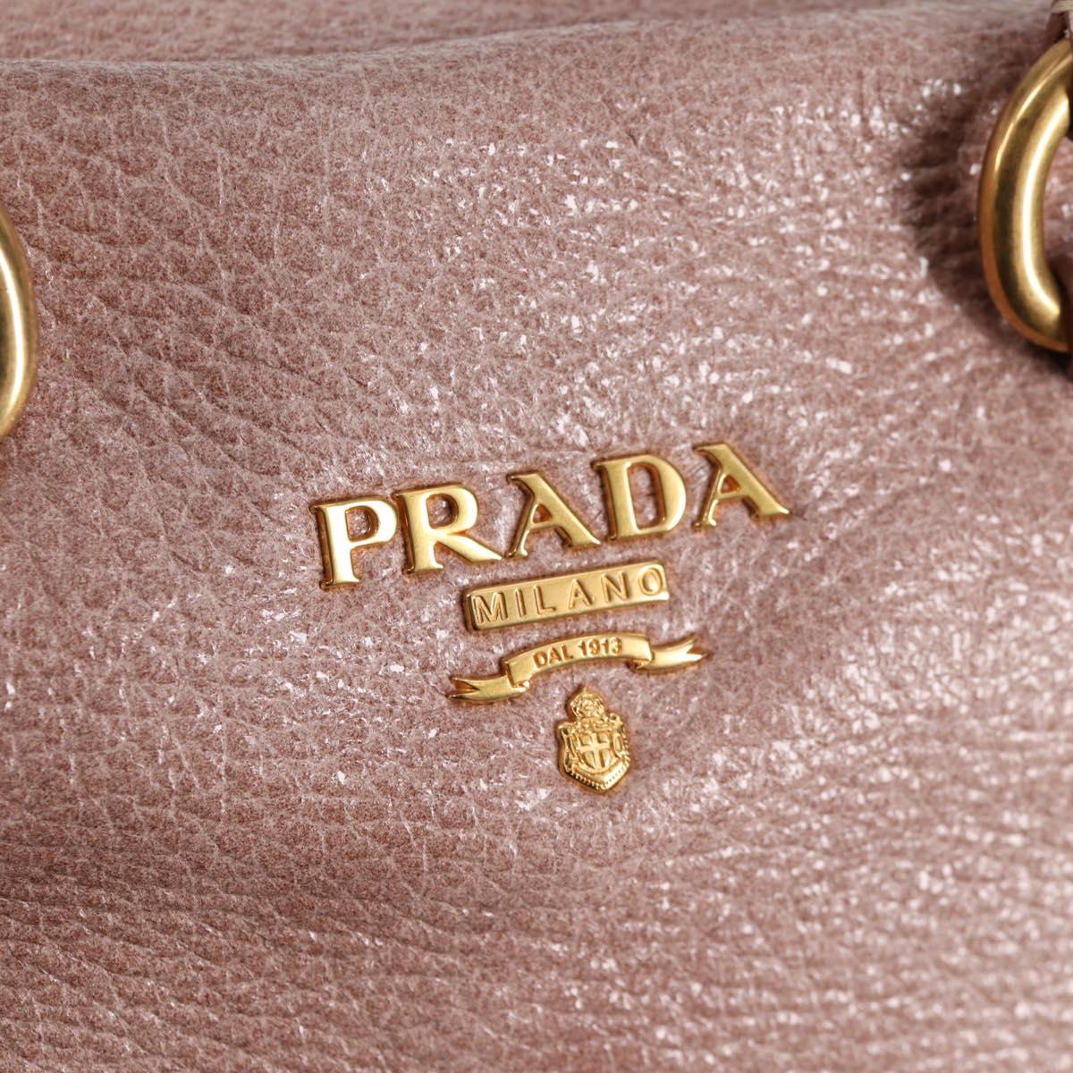 PRADA Hand Bag Leather 2way Pink Gold Auth yk18353M