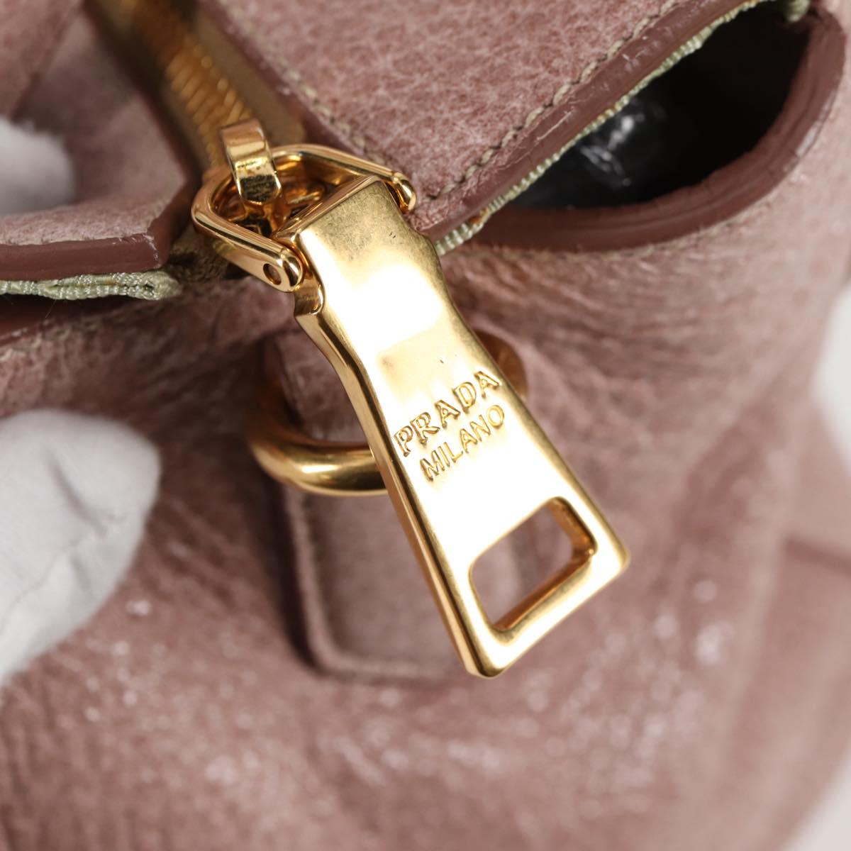 PRADA Hand Bag Leather 2way Pink Gold Auth yk18353M