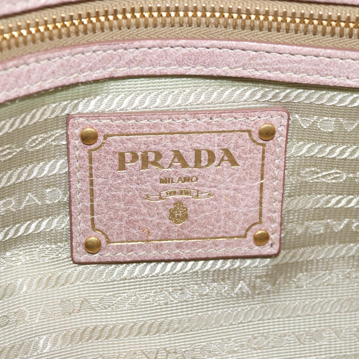 PRADA Hand Bag Leather 2way Pink Gold Auth yk18353M