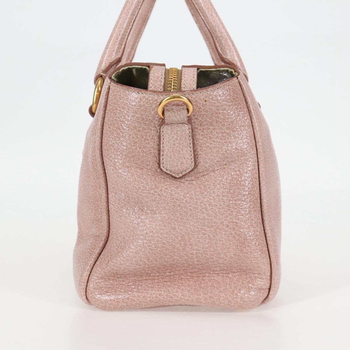 PRADA Hand Bag Leather 2way Pink Gold Auth yk18353M