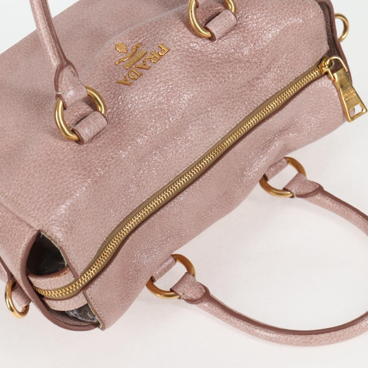 PRADA Hand Bag Leather 2way Pink Gold Auth yk18353M
